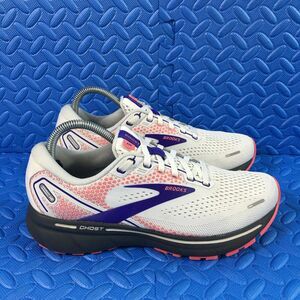 Brooks Ghost 14 Womens Shoes Size 8.5B White Running Walking Athletic Sneakers